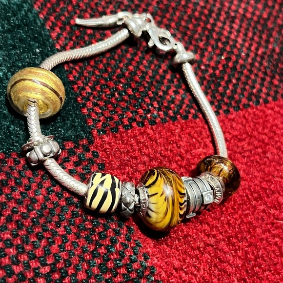 Bacio ITALY Murano Glass Bead Charm 7” extensión to 7.5” Snake Chain Bracelet - Picture 3 of 7